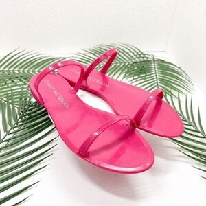 NWT Stuart Weitzman Sawyer Pink Strappy Sandal Slip-On Jelly Slides 8